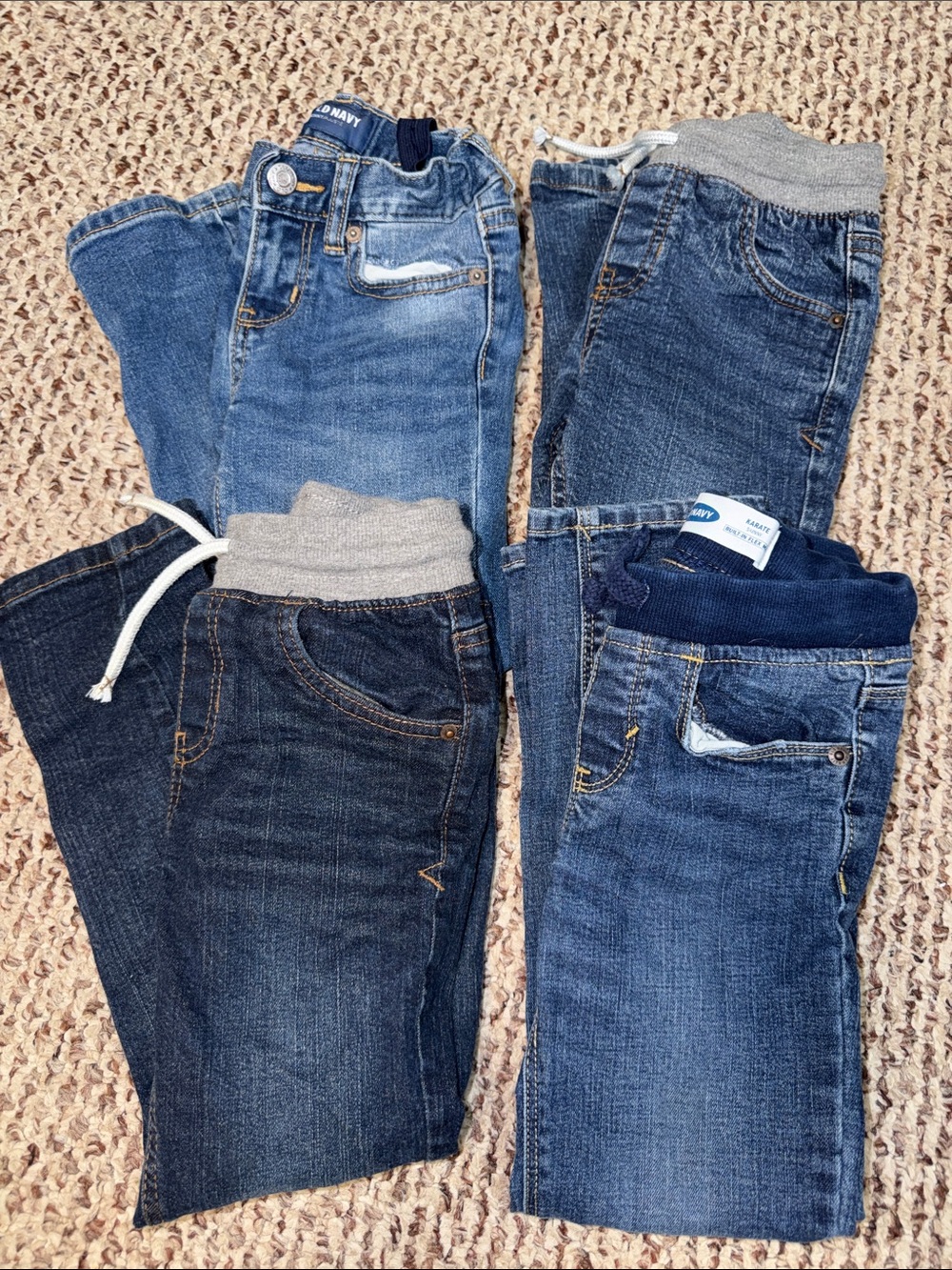 Boy's lot of Blue Denim Jogger Jeans - Navy and Gray Waistbands